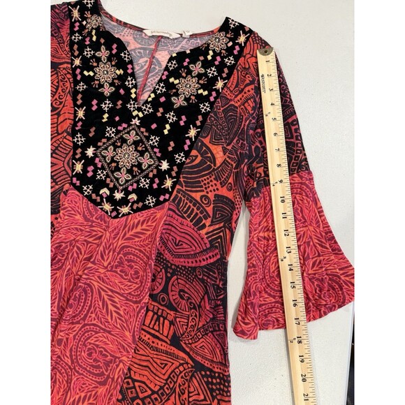 Soft Surroundings Top Womens Medium Embroidered Tunic Bell Sleeve Boho Travel - Picture 5 of 6